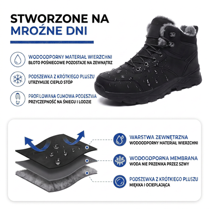 Buty zimowe męskie - Wodoodporne i ocieplane - Podeszwa antypoślizgowa