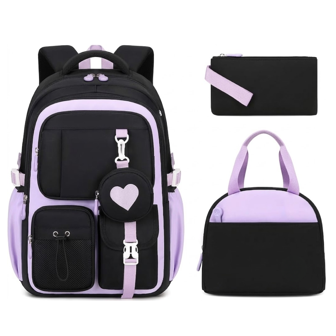Plecak szkolny dla dziewczyny - zestaw 3w1 - na laptopa 15,6"