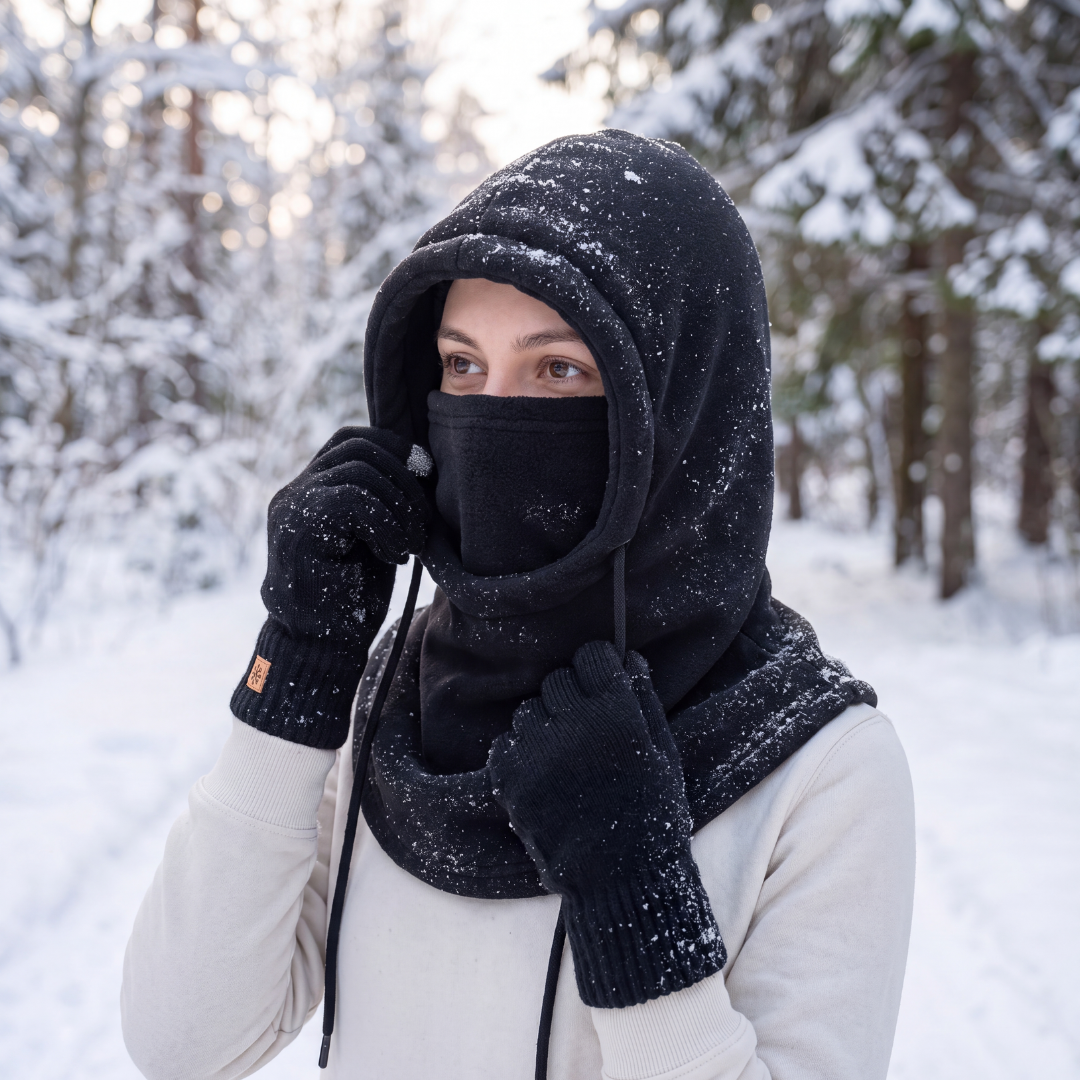 Kominiarka z polaru w zestawie z rękawiczkami i skarpetami