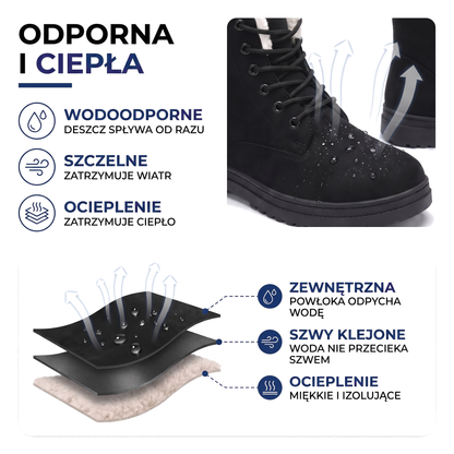 Buty zimowe damskie ocieplane, sznurowane