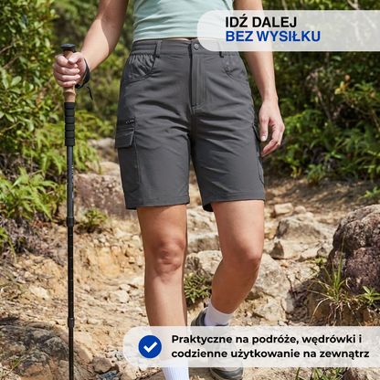 Damskie spodenki cargo trekkingowe – 7 kieszeni – Outdoor i wędrówki