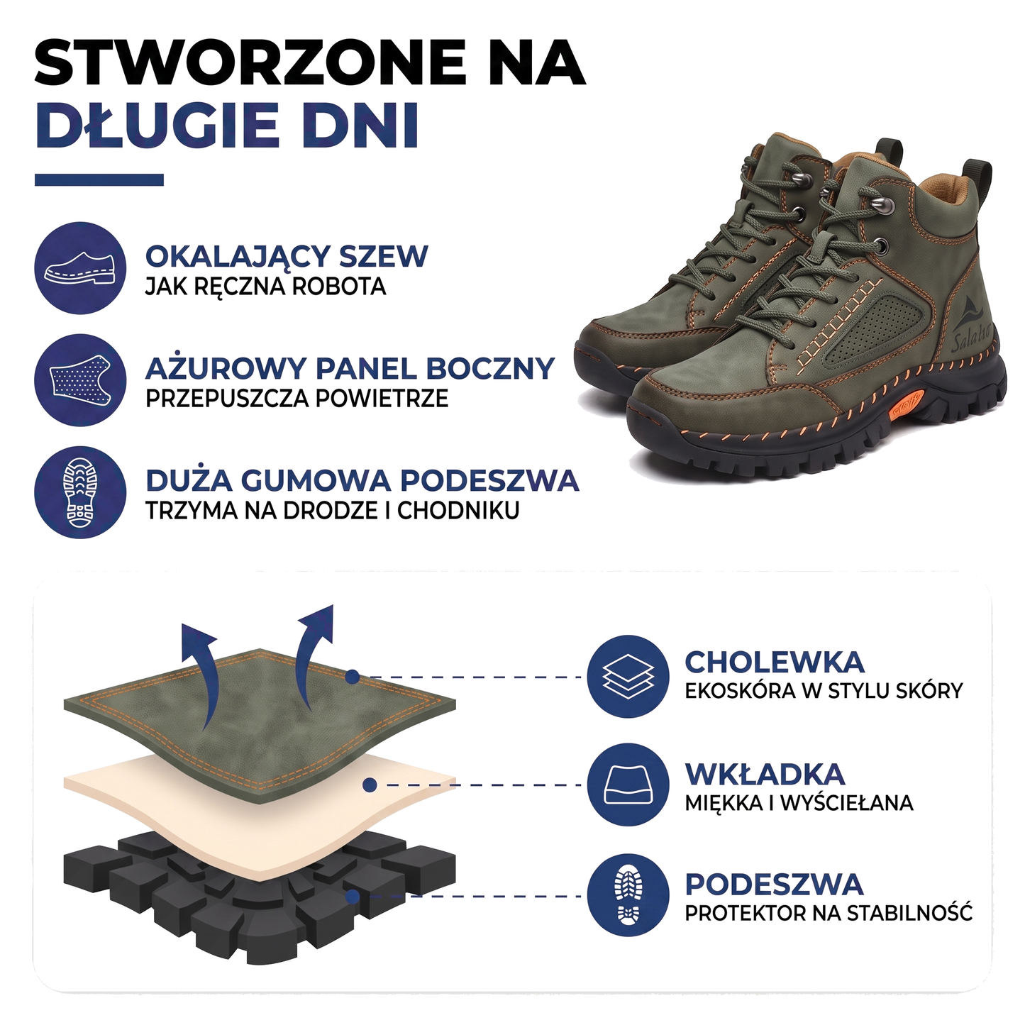 Trzewiki męskie z wegańskiej skóry wodoodporne