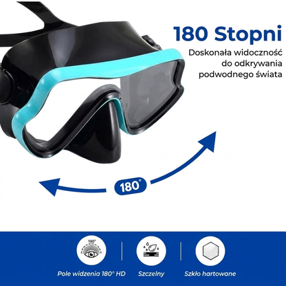 Zestaw do snorkelingu z maską – 180° widzenia HD, szkło hartowane, szczelny