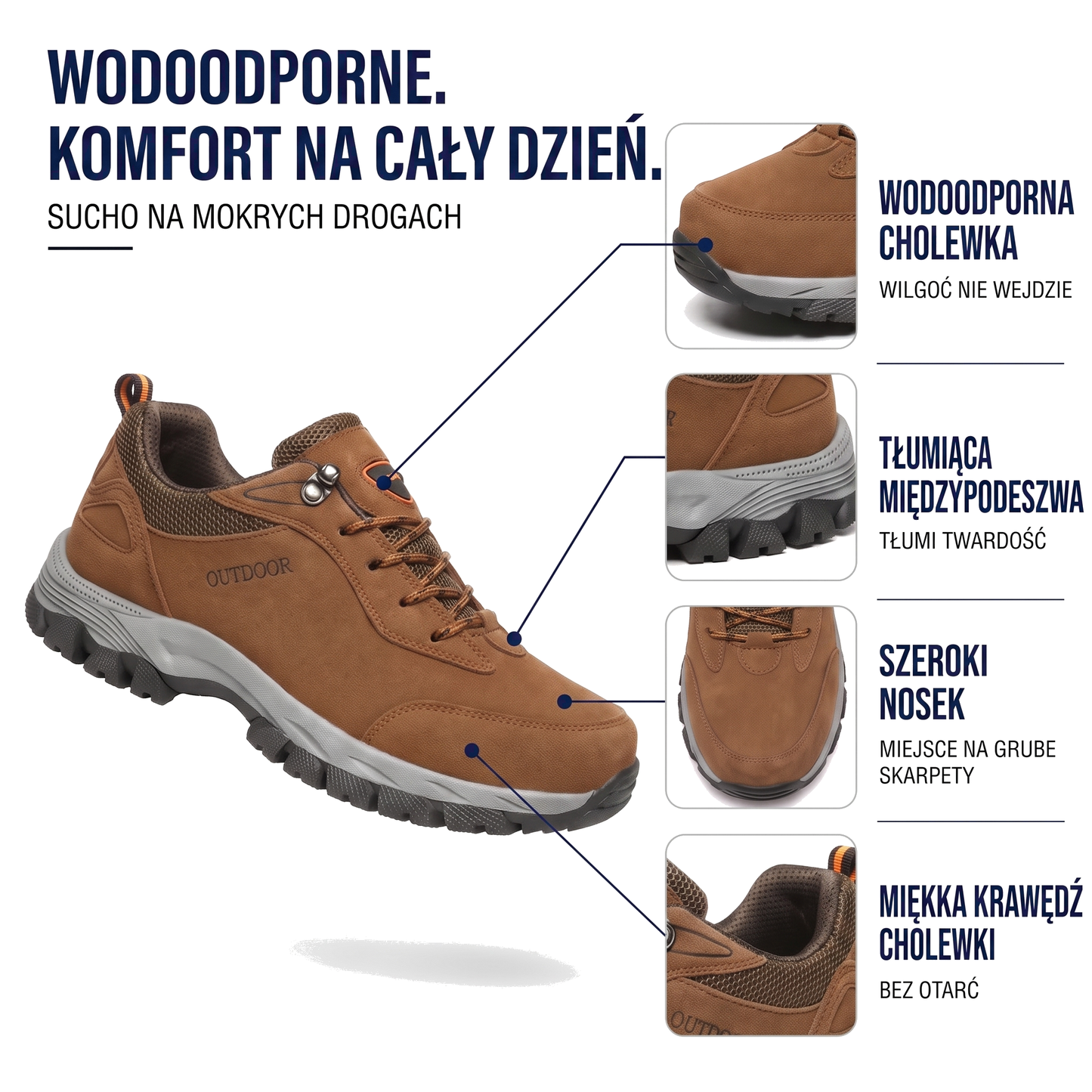Wodoodporne buty trekkingowe męskie z amortyzowaną podeszwą