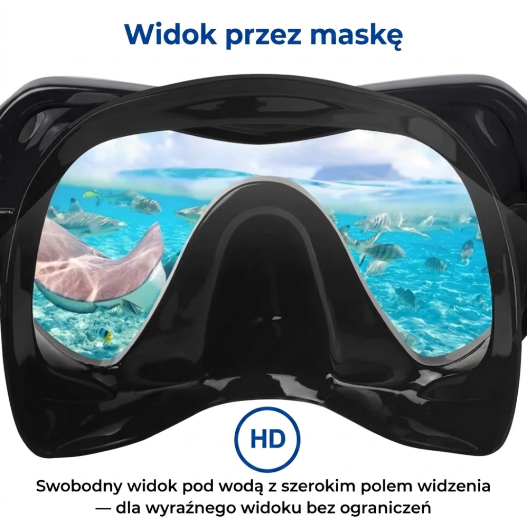 Zestaw do snorkelingu z maską – 180° widzenia HD, szkło hartowane, szczelny