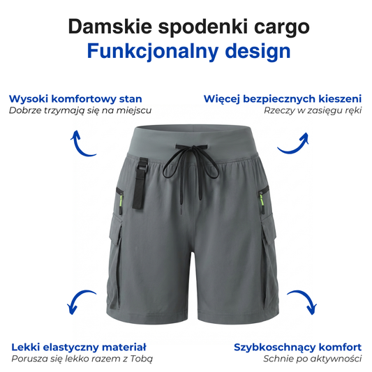 Damskie spodenki cargo outdoor – Wiele kieszeni – Krótkie spodenki