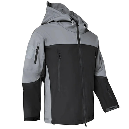 Kurtka softshell męska z polarową podszewką i taktycznym kapturem