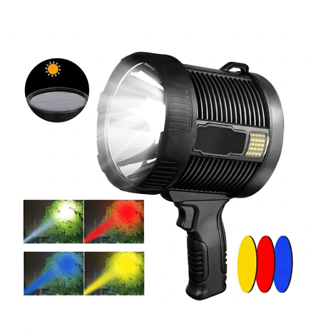 Reflektor LED 900000 Lumenów – Solarny USB 10000 mAh Powerbank – Akumulatorowy