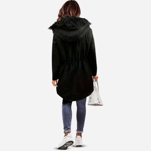Damska Kurtka – Zimowa Parka – Futrzany Kaptur