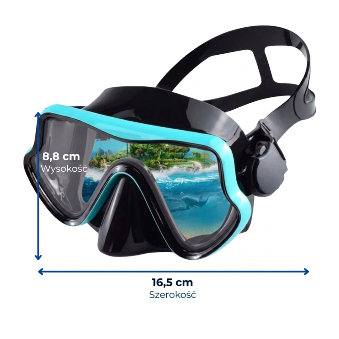 Zestaw do snorkelingu z maską – 180° widzenia HD, szkło hartowane, szczelny