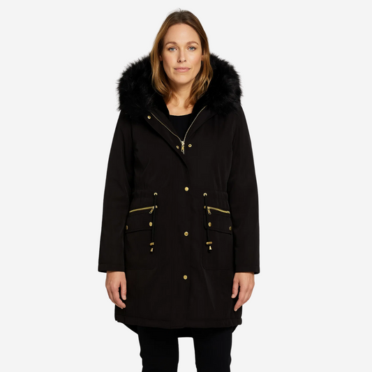 Damska Kurtka – Zimowa Parka – Futrzany Kaptur