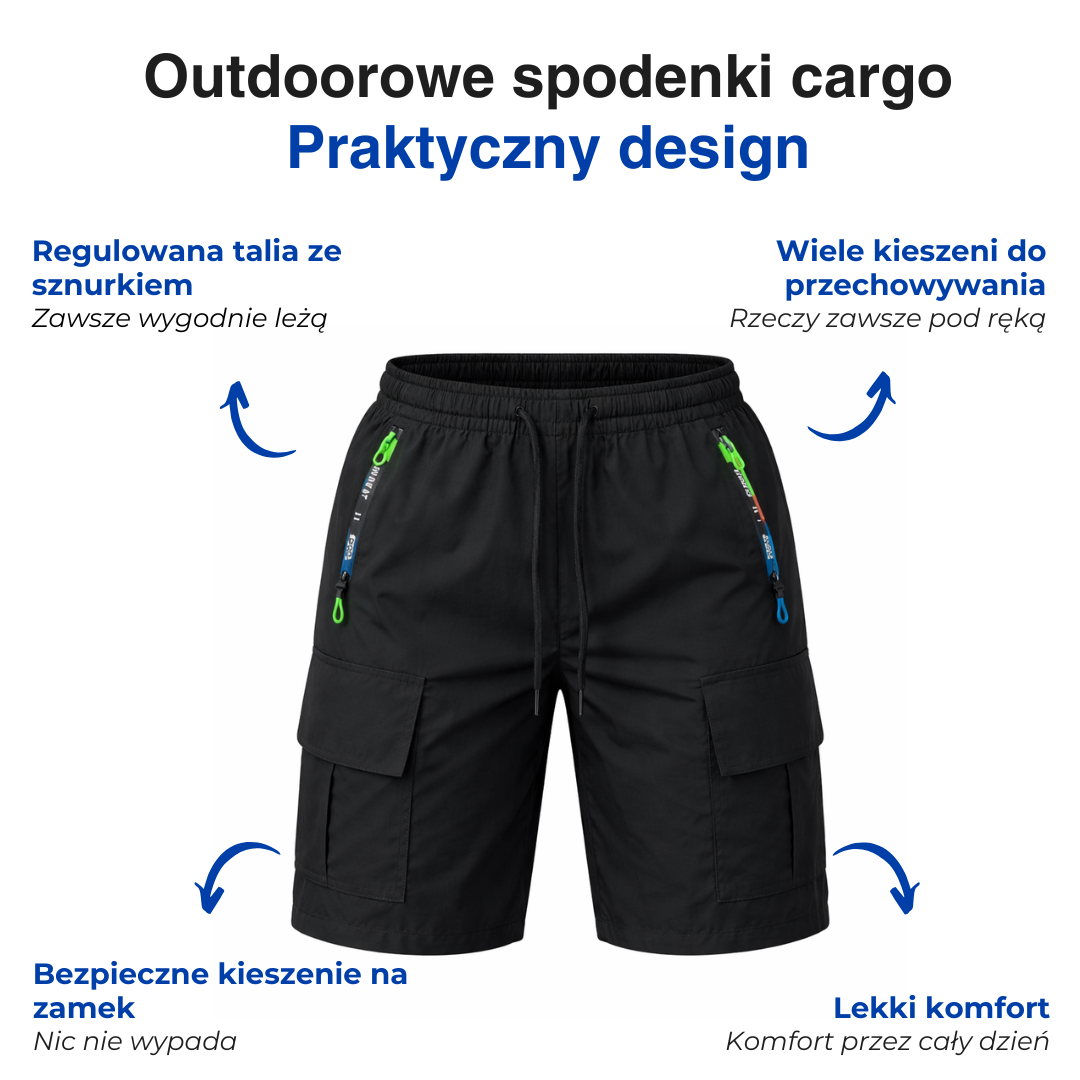 Damskie szorty letnie – Krótkie spodenki – Kieszenie na zamek- 3 Pak