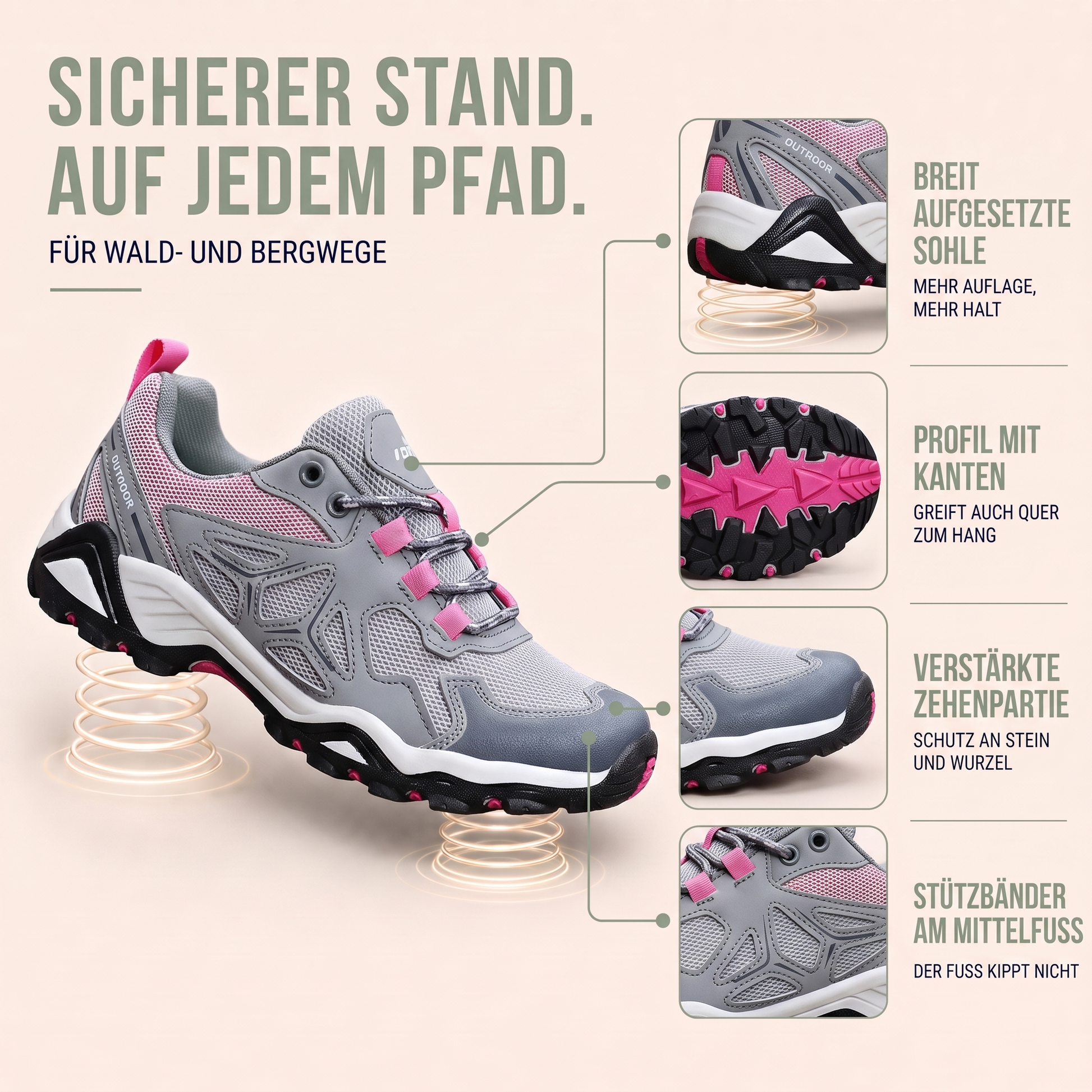 Buty trekkingowe damskie oddychające z amortyzowaną podeszwą