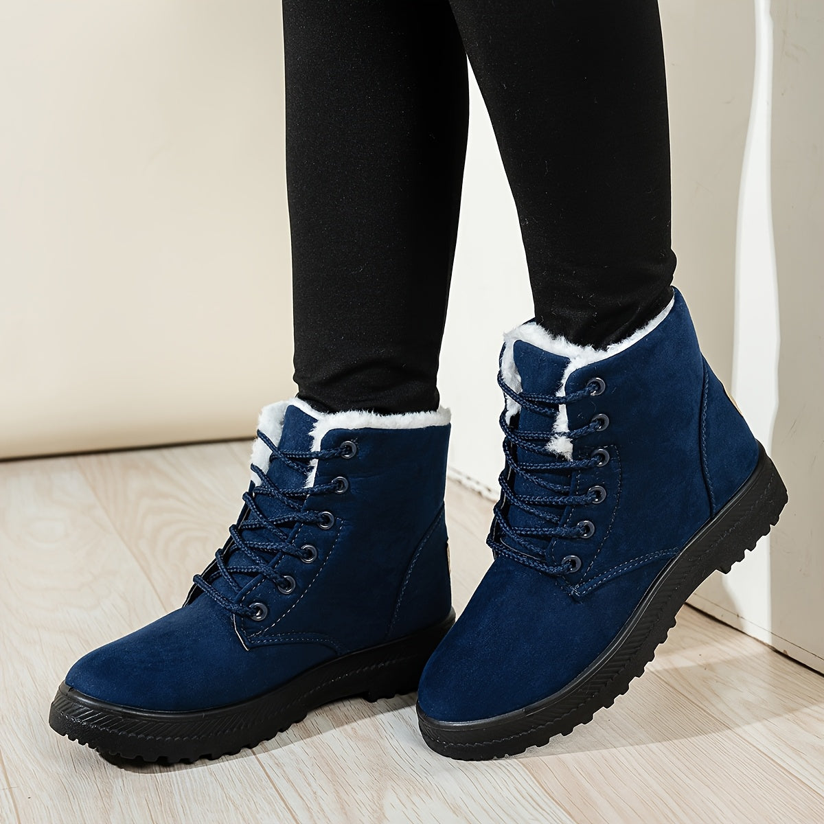 Buty zimowe damskie ocieplane, sznurowane