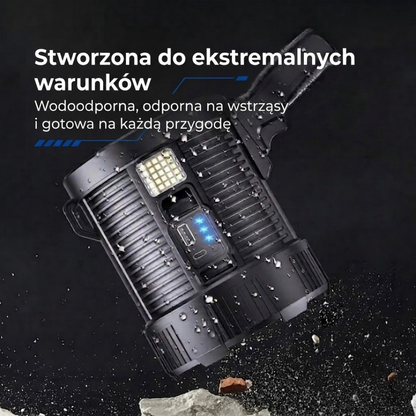 Reflektor LED 900000 Lumenów – Solarny USB 10000 mAh Powerbank – Akumulatorowy
