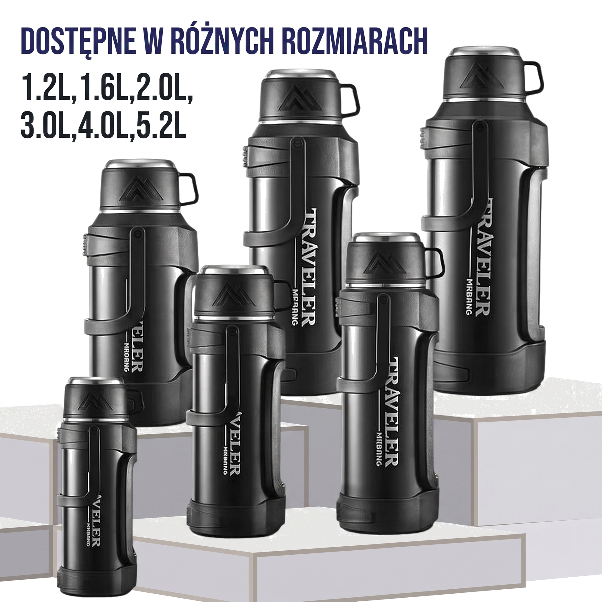 Dzbanek termiczny ze stali nierdzewnej z uchwytem do przenoszenia