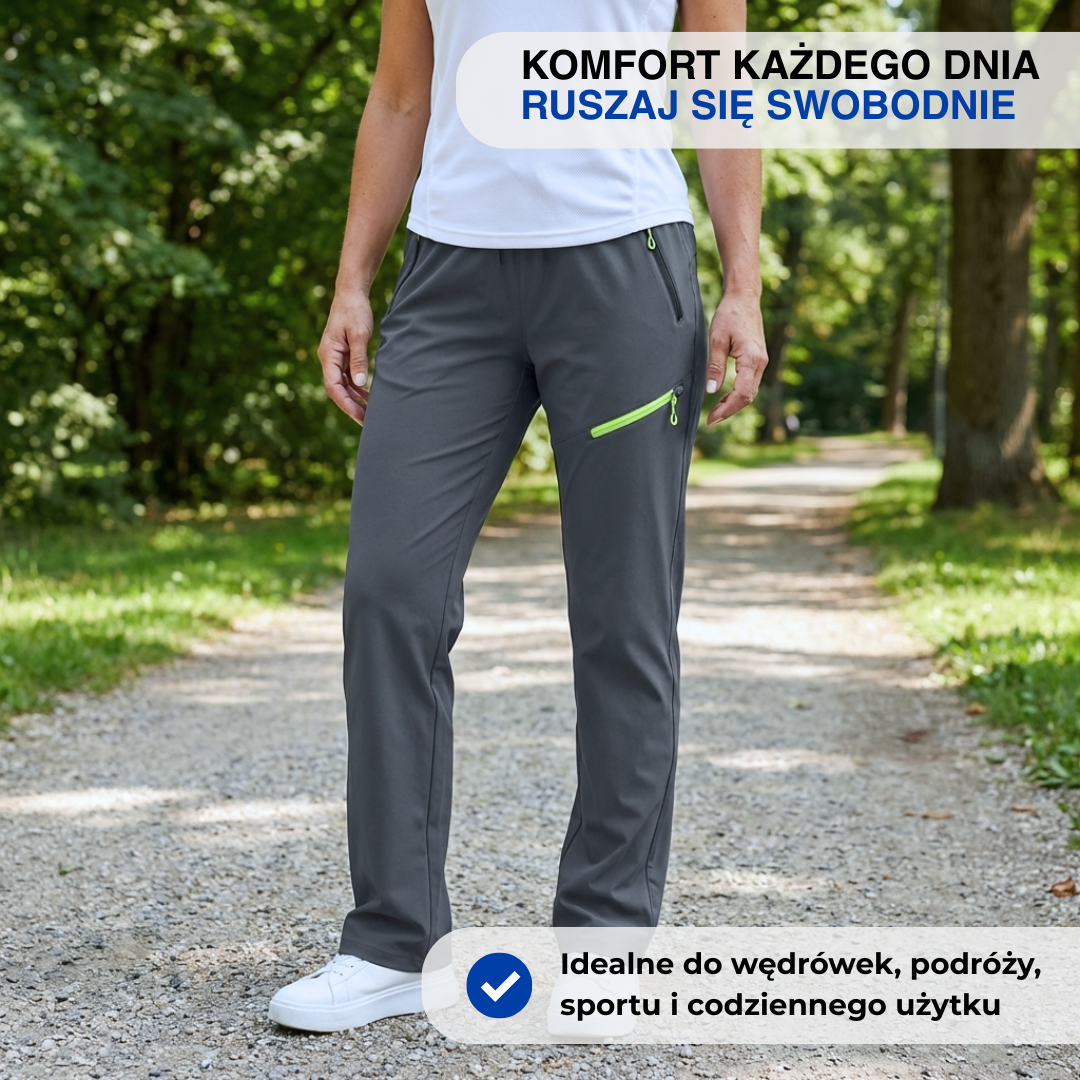 Damskie spodnie sportowe – Proste nogawki – Ze sznurkiem
