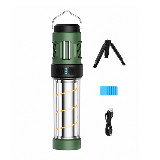 Lampa Kempingowa LED z Ochroną przed Komarami – 5 Trybów Świecenia – Akumulatorowa USB ze Statywem