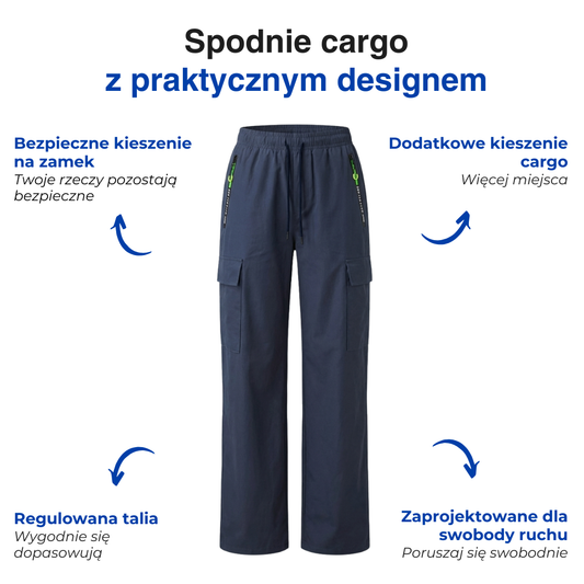 Damskie spodnie cargo – Pas ze sznurkiem – Casual i outdoor