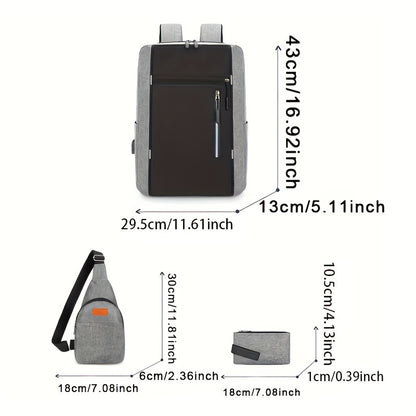 Plecak szkolny męski - zestaw 3w1 - z portem USB