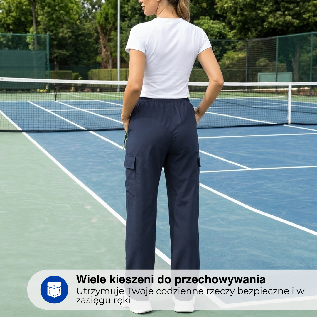Damskie spodnie cargo – Pas ze sznurkiem – Casual i outdoor