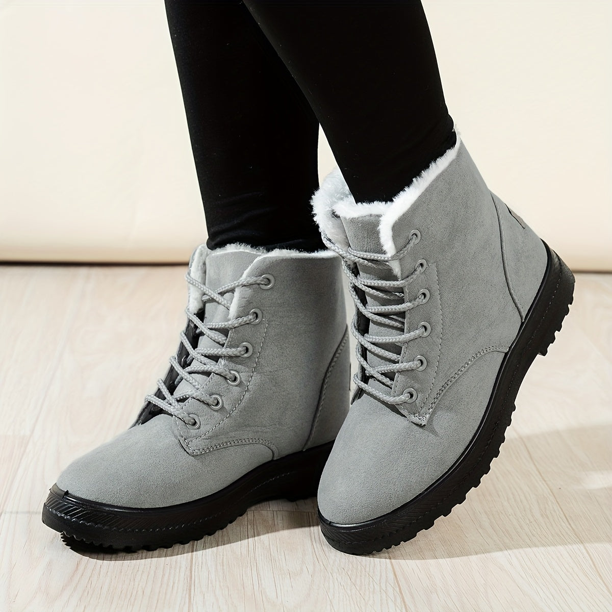 Buty zimowe damskie ocieplane, sznurowane
