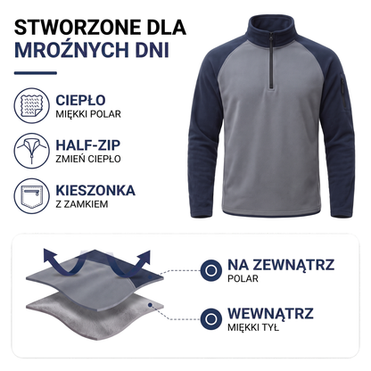 Polar męski z półzamkiem, dwukolorowy