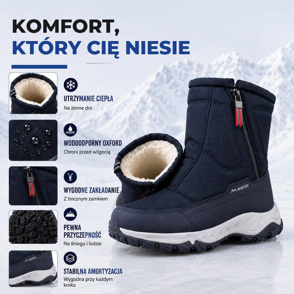 Buty zimowe damskie - Wodoodporne z tkaniny Oxford - Ocieplane