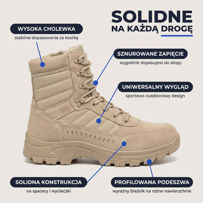 Wysoki taktyczny sznurowany trzewik męski – najważniejsze cechy