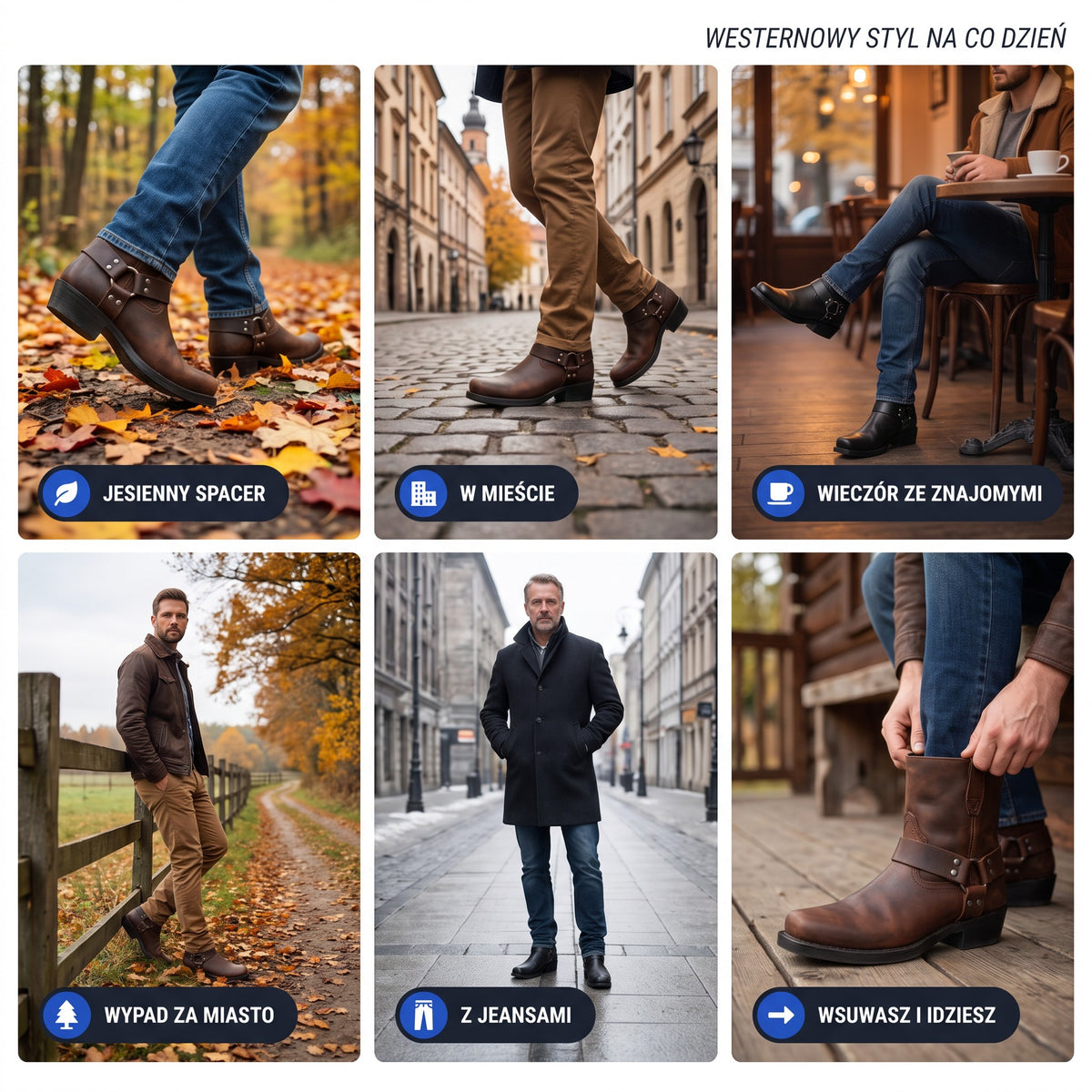Klasyczne męskie kowbojki – zastosowania