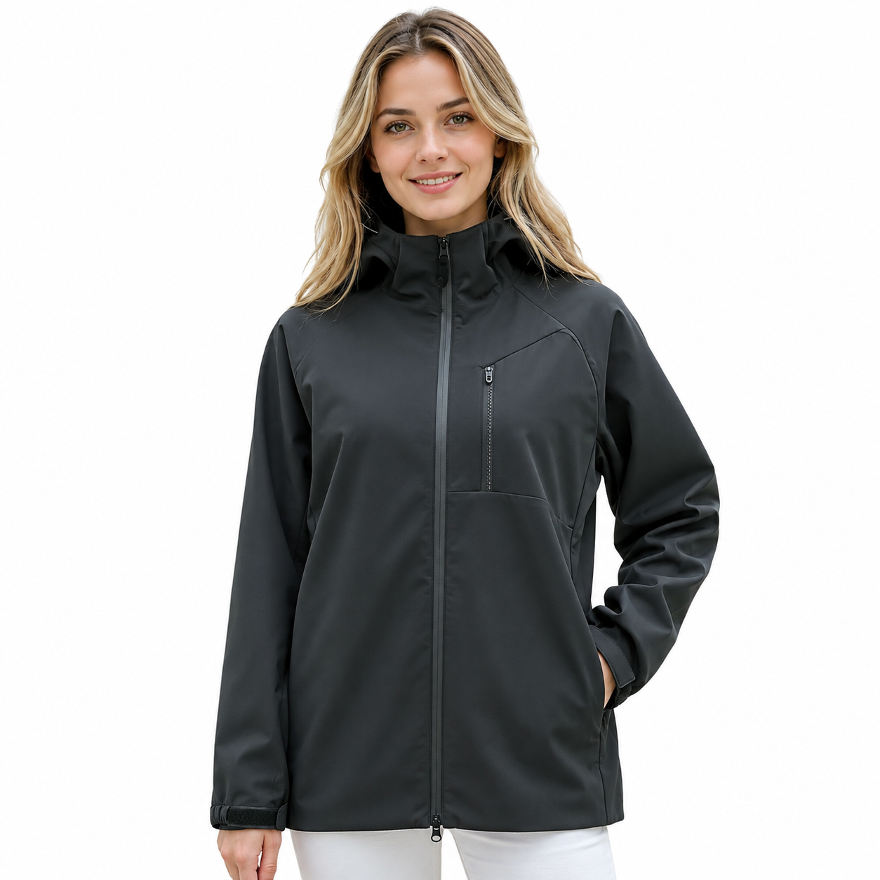Kurtka jesienna unisex softshell z kapturem