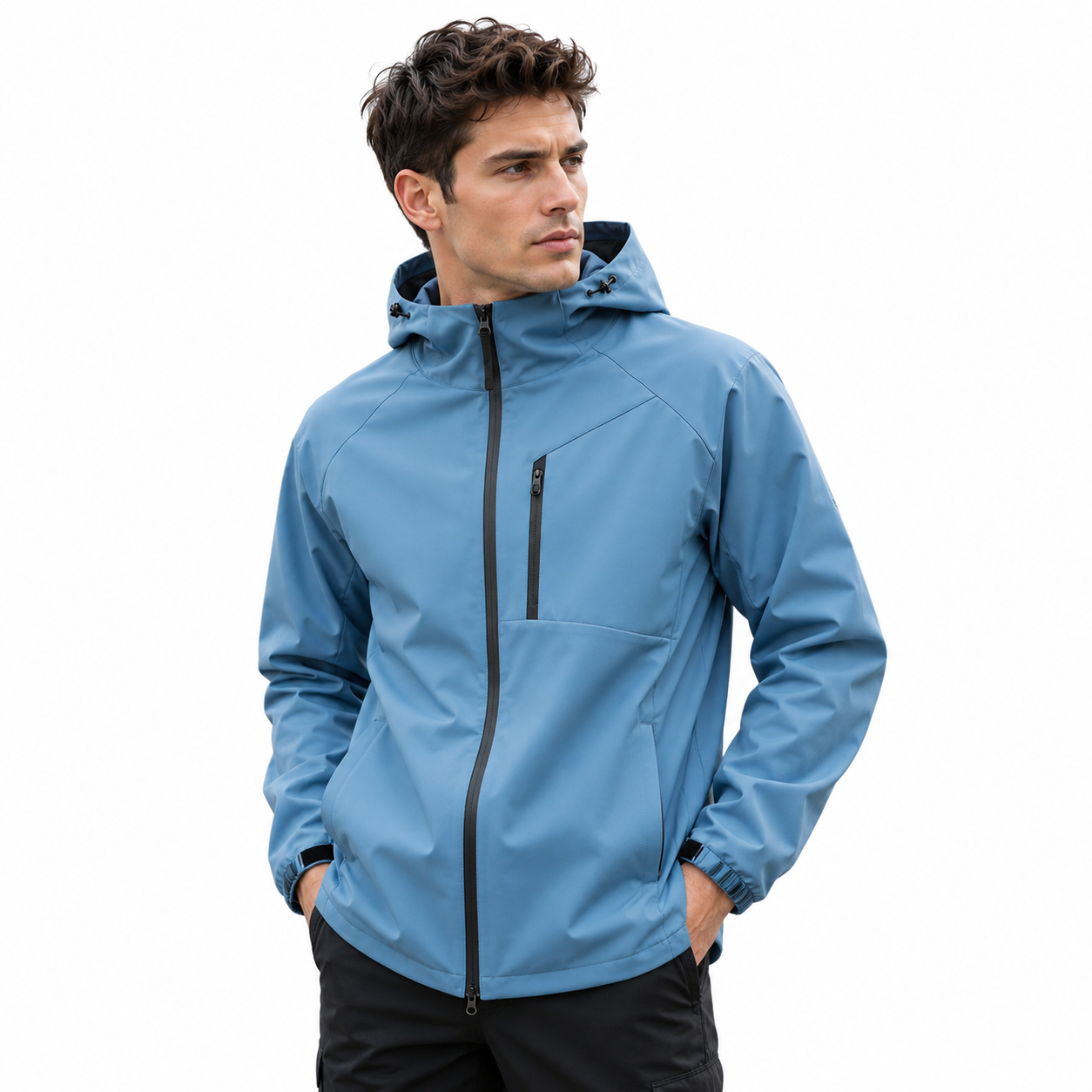 Kurtka jesienna unisex softshell z kapturem