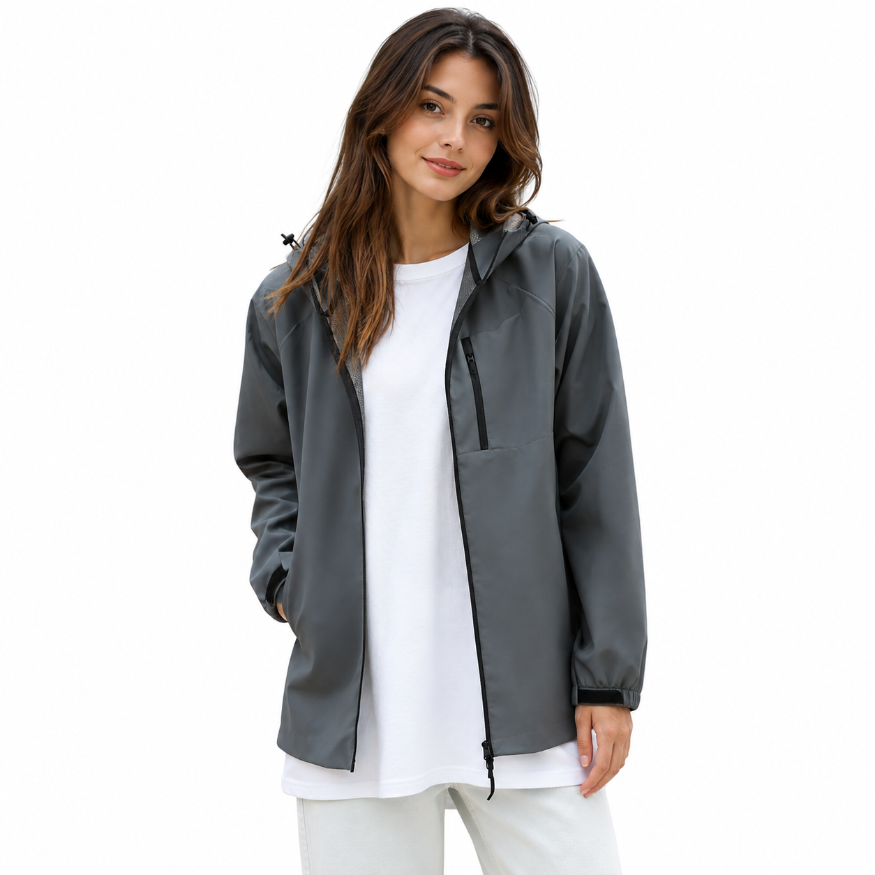 Kurtka jesienna unisex softshell z kapturem