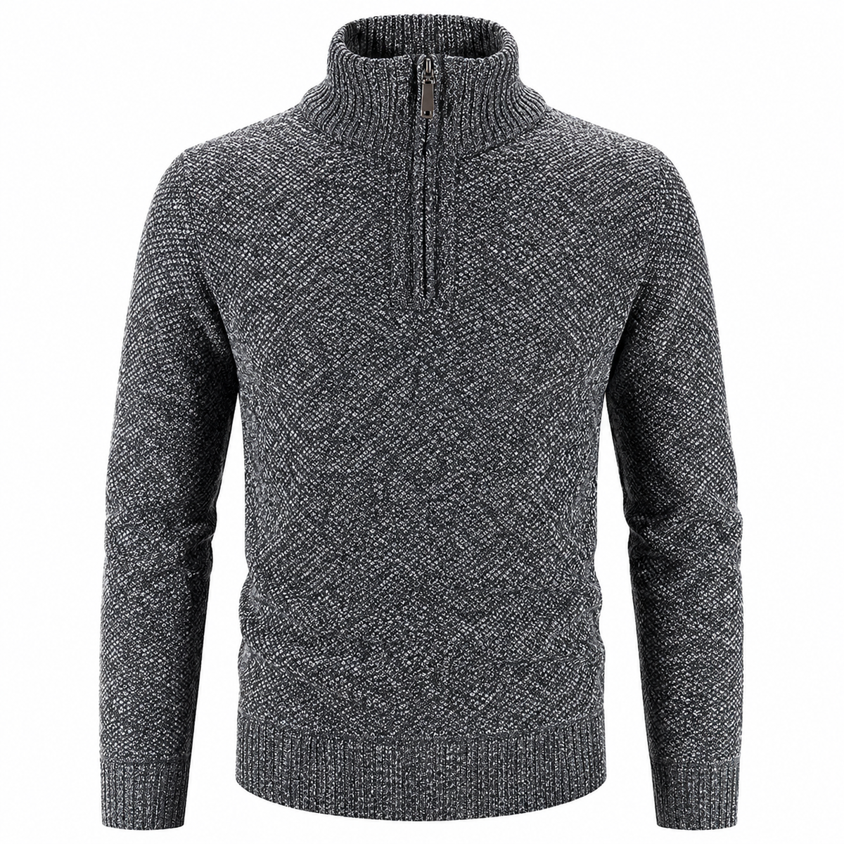 Sweter męski z półzamkiem i polarową podszewką