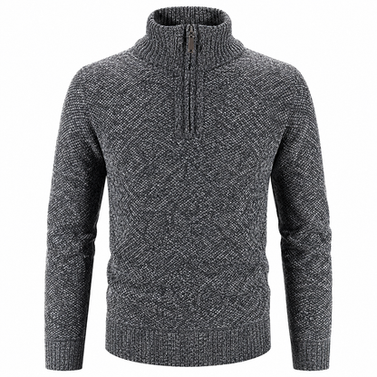 Sweter męski z półzamkiem i polarową podszewką