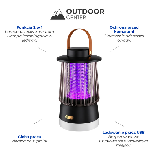 Lampa Przeciw Komarom i Lampa Kempingowa 2 w 1 – Cicha Ochrona Przed Komarami - Taras