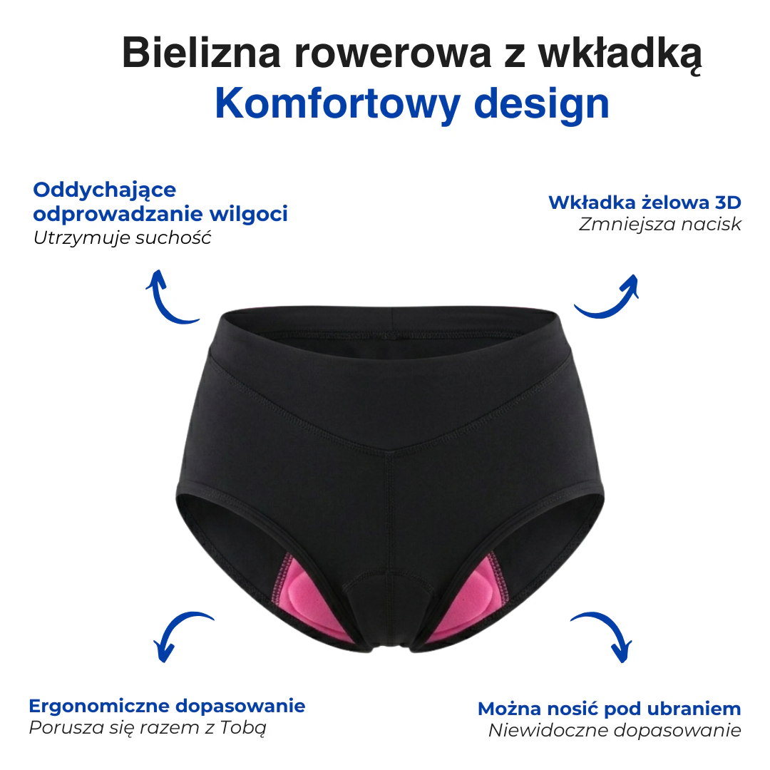 Damska bielizna rowerowa – Wkładka żelowa 3D – Oddychająca i ergonomiczna