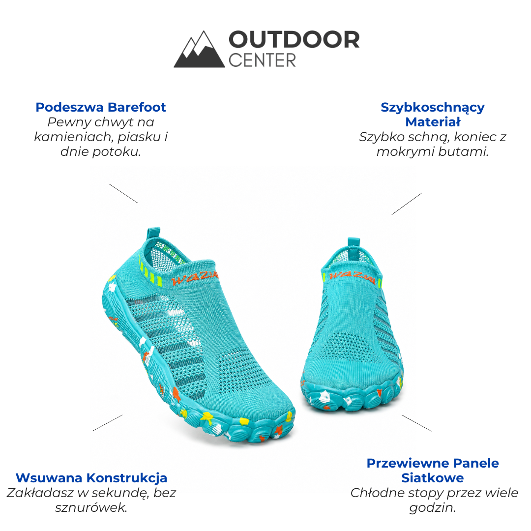 Buty do Wody Amfibijne - Szybkoschnące - Wsuwana Podeszwa Barefoot