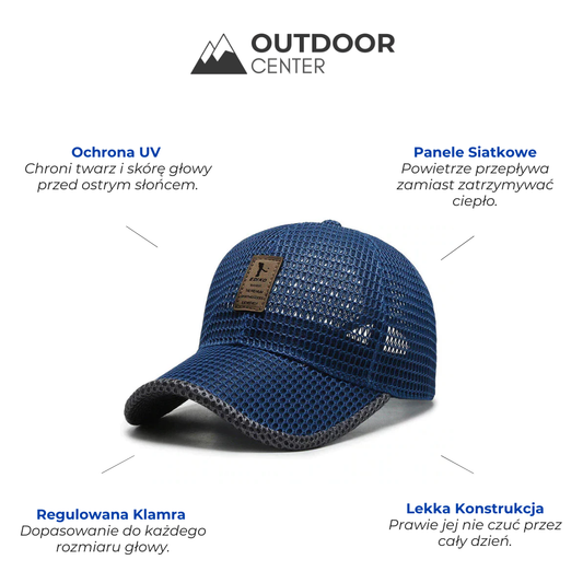 Czapka Trucker Męska Siatkowa - Ochrona UV - Regulowana