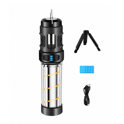 Lampa Kempingowa LED z Ochroną przed Komarami – 5 Trybów Świecenia – Akumulatorowa USB ze Statywem