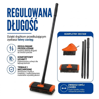 Szczotka do Fug z Trzonkiem Teleskopowym - Czyścik do Fug 3-w-1 - Szczotka do Chwastów