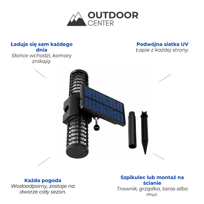 Solarna Lampa na Komary Zewnętrzna - Lampa Owadobójcza ze Szpikulcem - Wodoodporna UV
