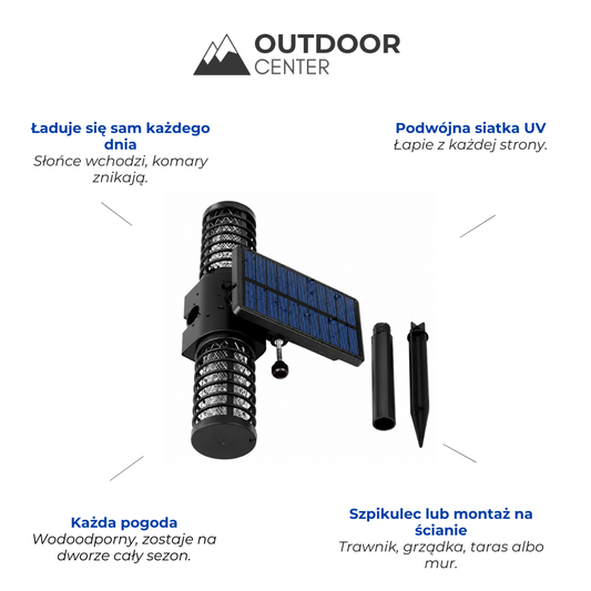 Solarna Lampa na Komary Zewnętrzna - Lampa Owadobójcza ze Szpikulcem - Wodoodporna UV