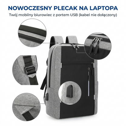 Plecak szkolny męski - zestaw 3w1 - z portem USB