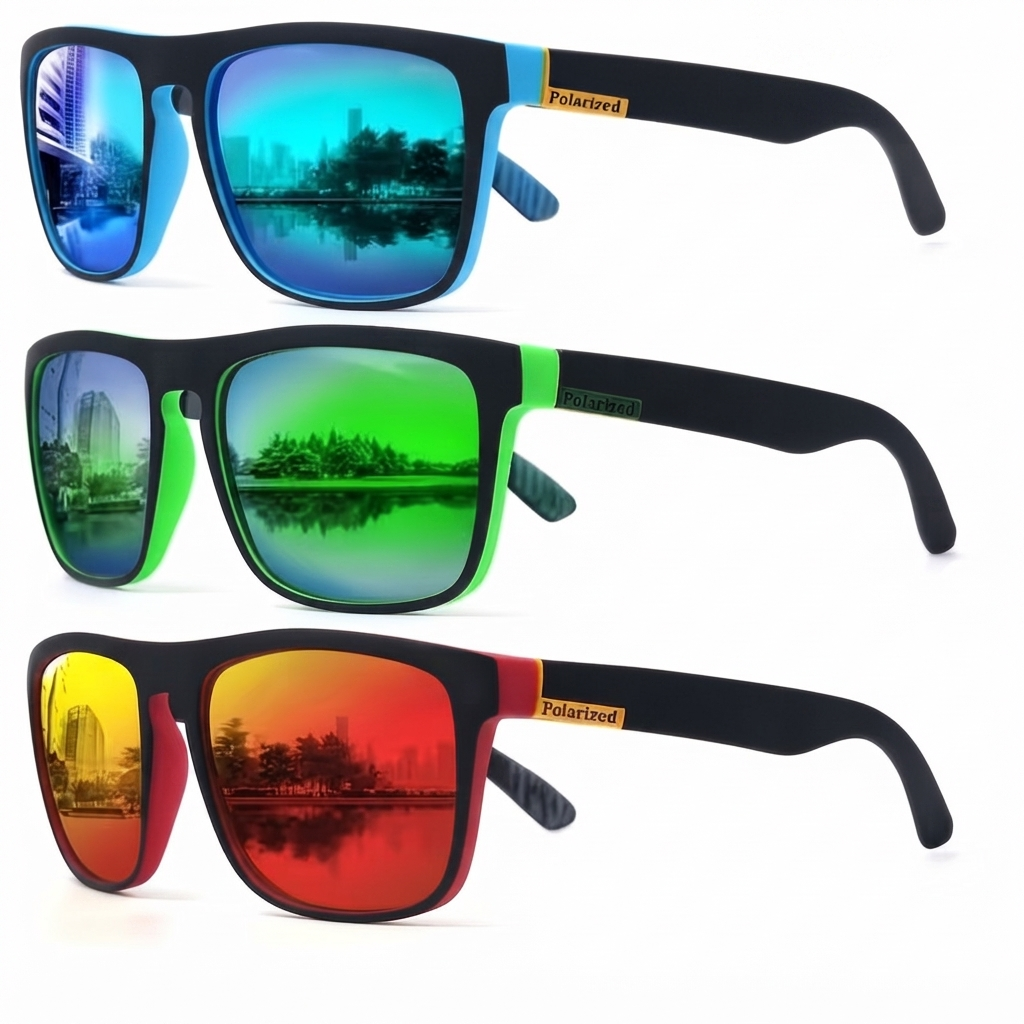 Okulary Polaryzacyjne 3-Pak - Kwadratowa Oprawka - Filtr UV