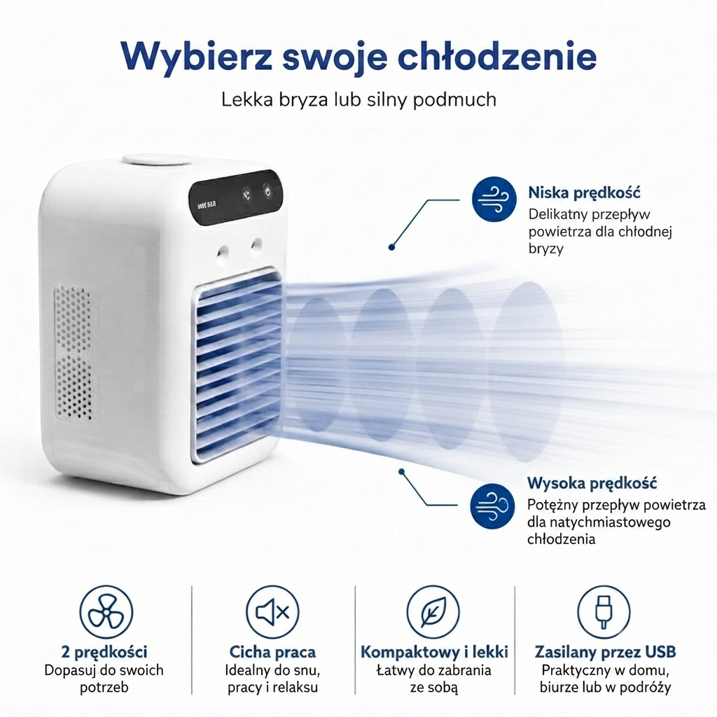 Przenośna Klimatyzacja - Wentylator - Chłodzenie na Gorące Letnie Dni