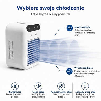Przenośna Klimatyzacja - Wentylator - Chłodzenie na Gorące Letnie Dni