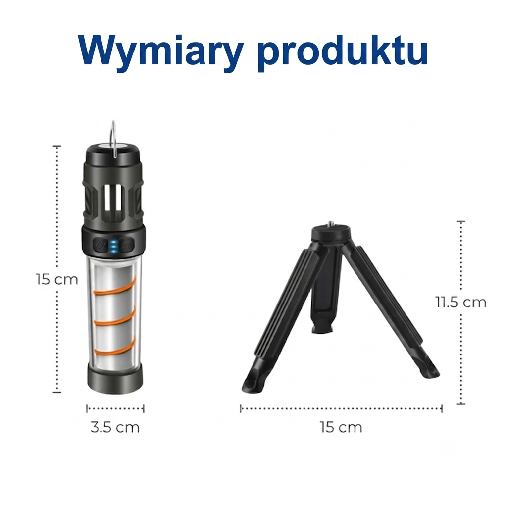 Lampa Kempingowa LED z Ochroną przed Komarami – 5 Trybów Świecenia – Akumulatorowa USB ze Statywem