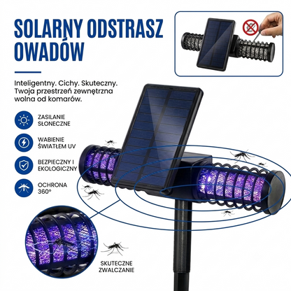 Solarna Lampa na Komary Zewnętrzna - Lampa Owadobójcza ze Szpikulcem - Wodoodporna UV