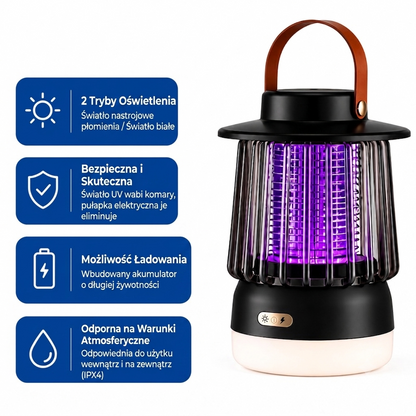 Lampa Przeciw Komarom i Lampa Kempingowa 2 w 1 – Cicha Ochrona Przed Komarami - Taras
